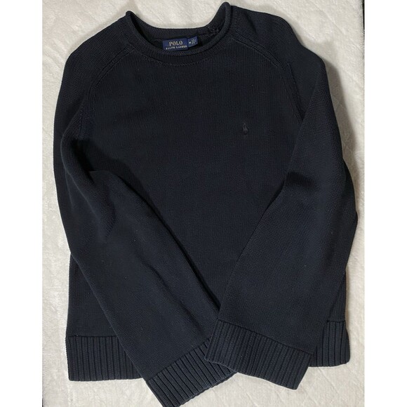 Polo Ralph Lauren Women's M Black Knit Sweater Cotton Preppy Minimalist Classic - Picture 1 of 9